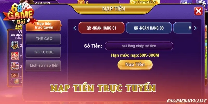 Hệ thống nạp tiền hỗ trợ giao dịch nhanh qua nhiều tài khoản ngân hàng